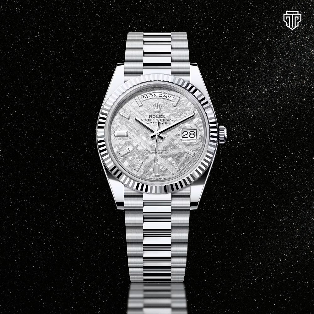 Rolex Day-Date Meteorite Dial // 228236A – Celestial Grandeur in Platinum