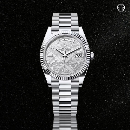 Rolex Day-Date Meteorite Dial // 228236A – Celestial Grandeur in Platinum