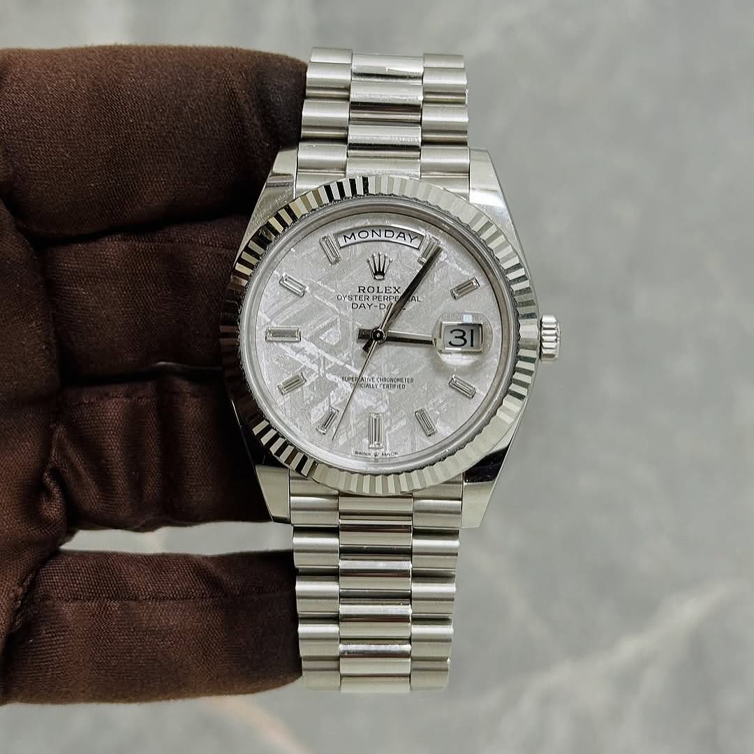 Rolex Day-Date Meteorite Dial // 228236A – Celestial Grandeur in Platinum