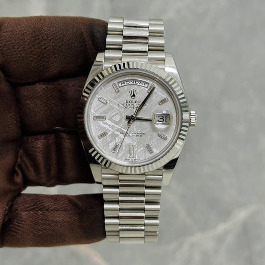 Rolex Day-Date Meteorite Dial // 228236A – Celestial Grandeur in Platinum