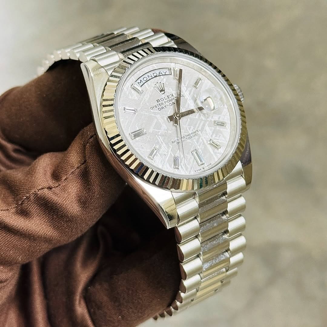 Rolex Day-Date Meteorite Dial // 228236A – Celestial Grandeur in Platinum
