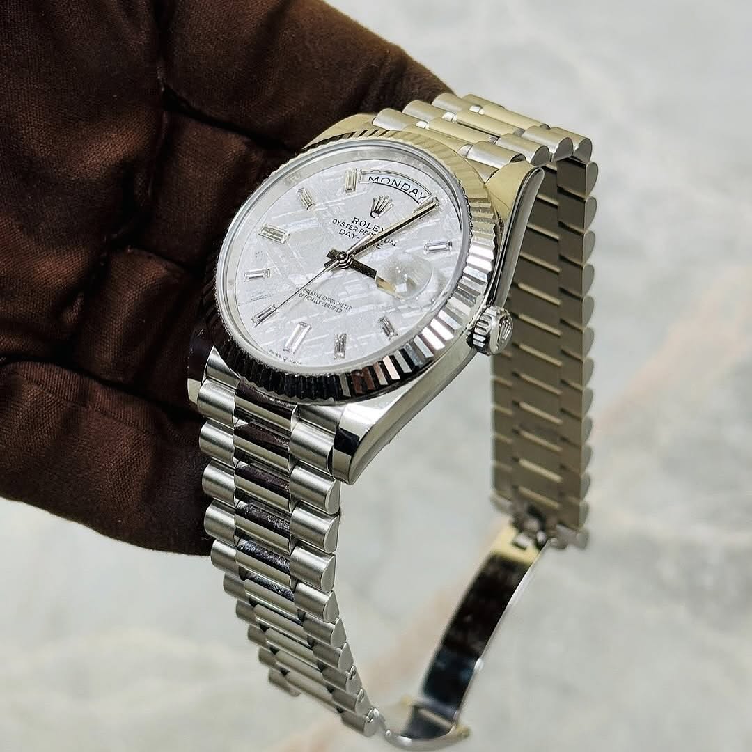Rolex Day-Date Meteorite Dial // 228236A – Celestial Grandeur in Platinum