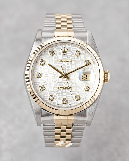 Rolex datejuste 36mm silver dial with diamond indexes jubilée