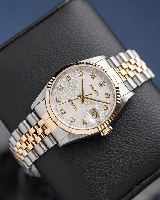 Rolex datejuste 36mm silver dial with diamond indexes jubilée