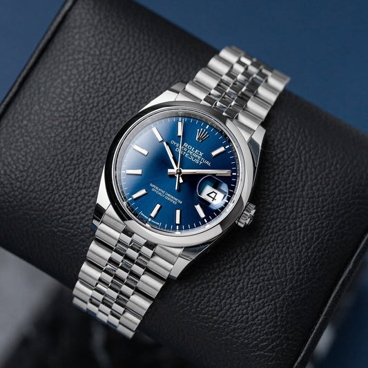 ROLEX DATEJUST 36mm fond bleu
