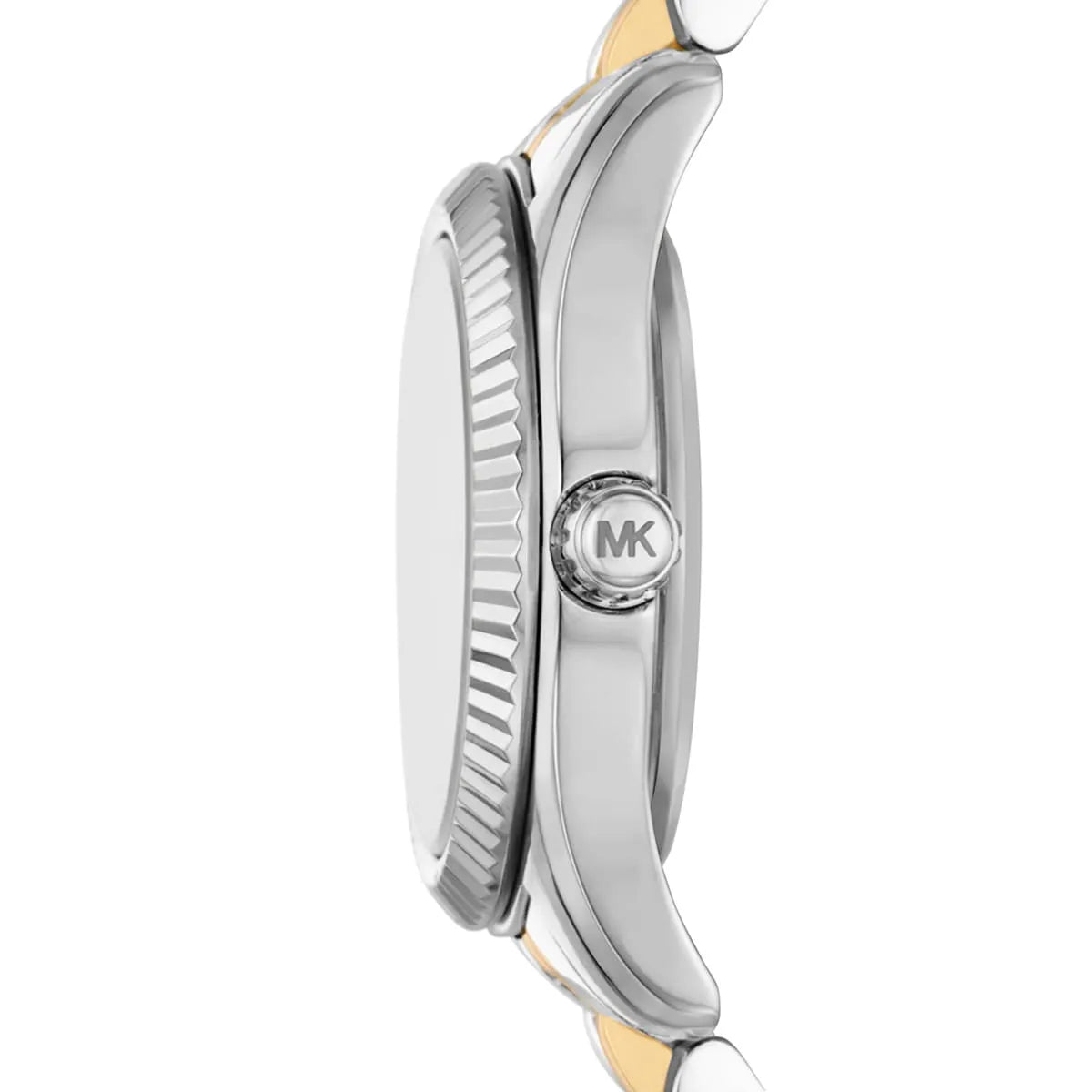 mk4740 michael kors watch women silver dial metal stainless steel gold two tone strap quartz battery analog three hand lexington 5