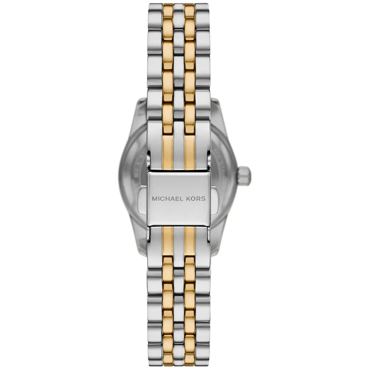 mk4740 michael kors watch women silver dial metal stainless steel gold two tone strap quartz battery analog three hand lexington 9