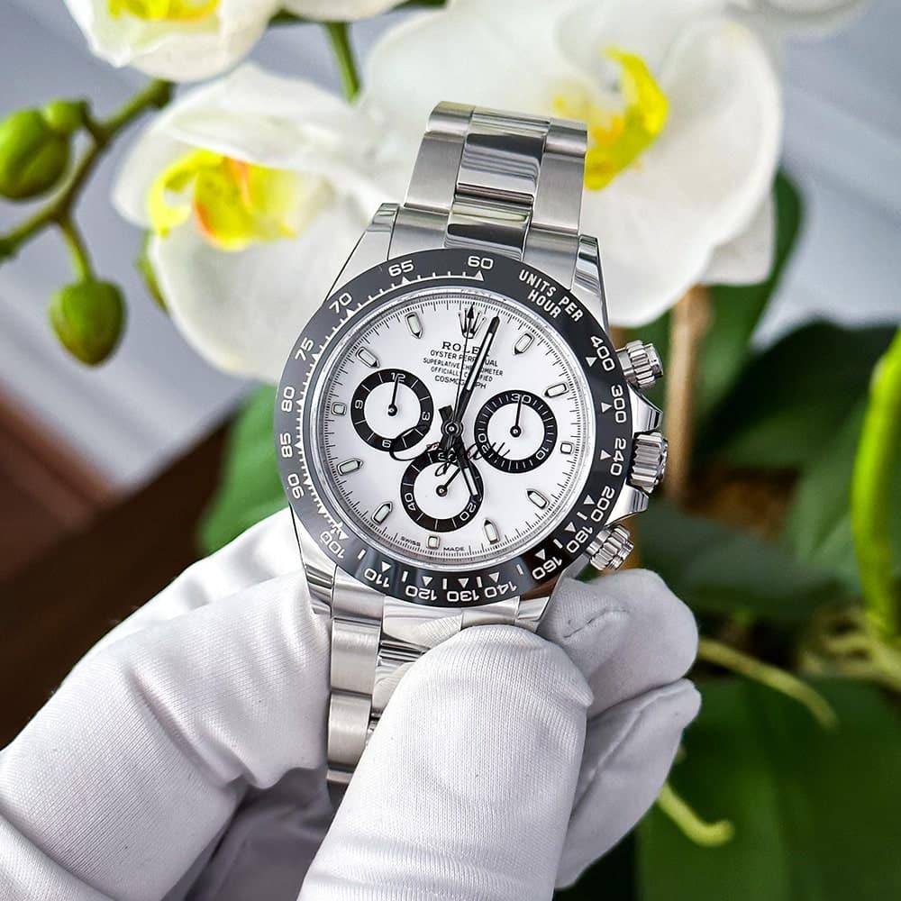 rolex cosmograph daytona 40 mm oystersteel oyster white dial cerachrom bezel 7